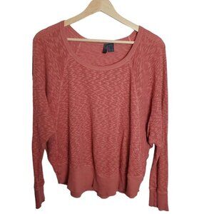 Left Of Center Oversized Blouse Womens S Dusty Rose Textured Scoop Hem Dolman